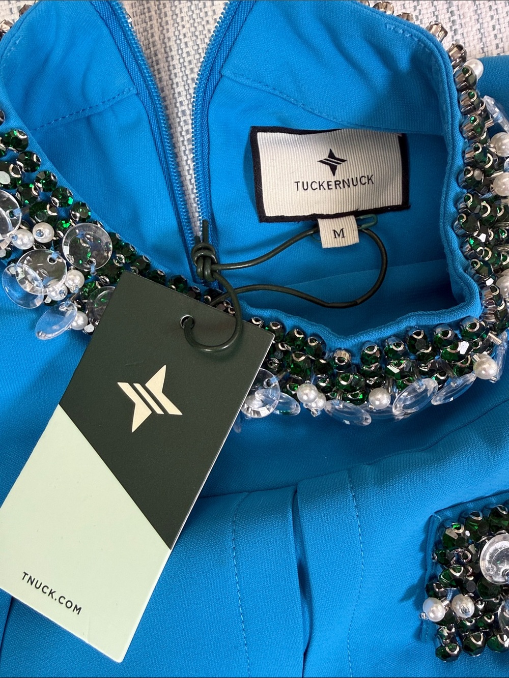 Tuckernuck Blue Crystal Embellished Pleated Dress NWT Medium - Picture 3 of 14